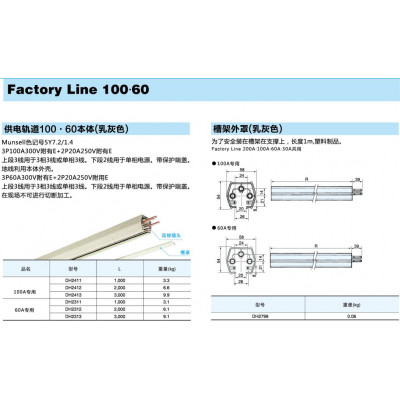 供電軌道100A60A本體（乳灰色）DH24系列